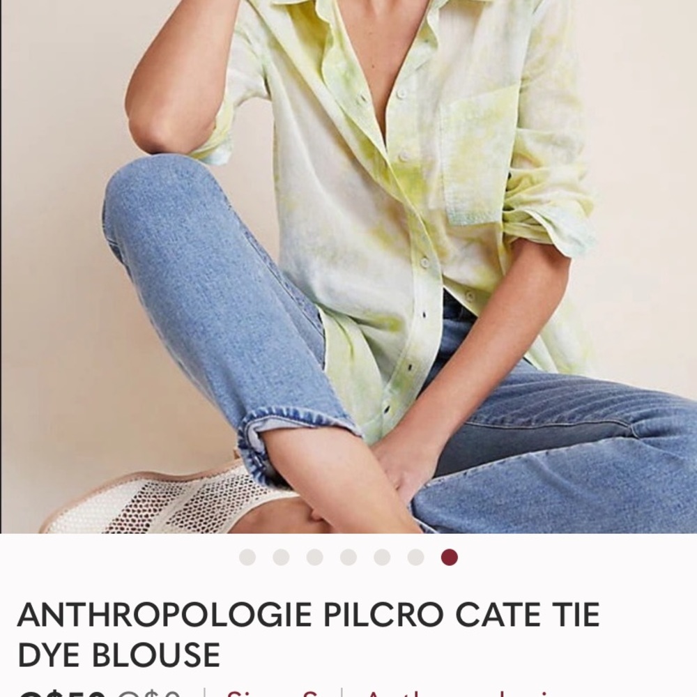 ANTHROPOLOGIE PILCRO CATE TIE DIE BLOUSE